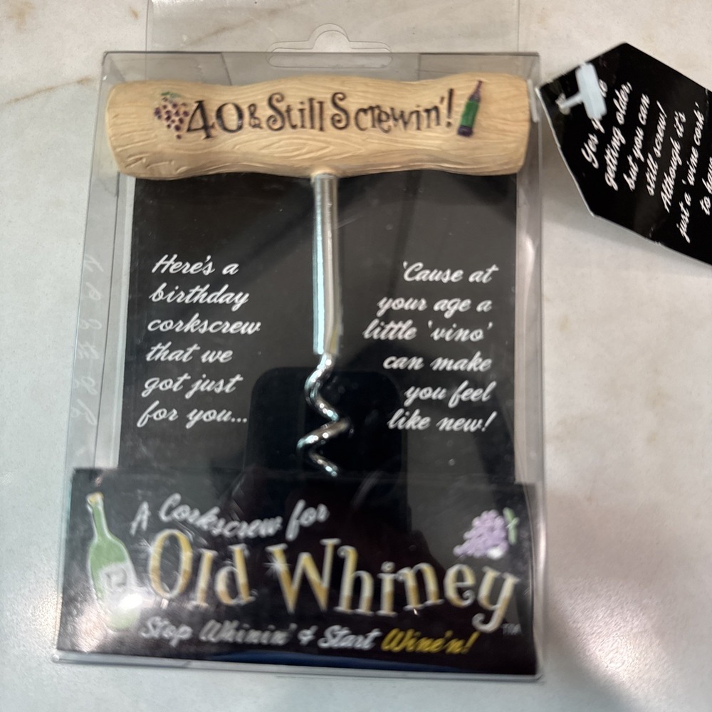 NIB Old Whiney No. 40th Birthday Corkscrew Stop Whinin' & Start Wine'n Gag Gift